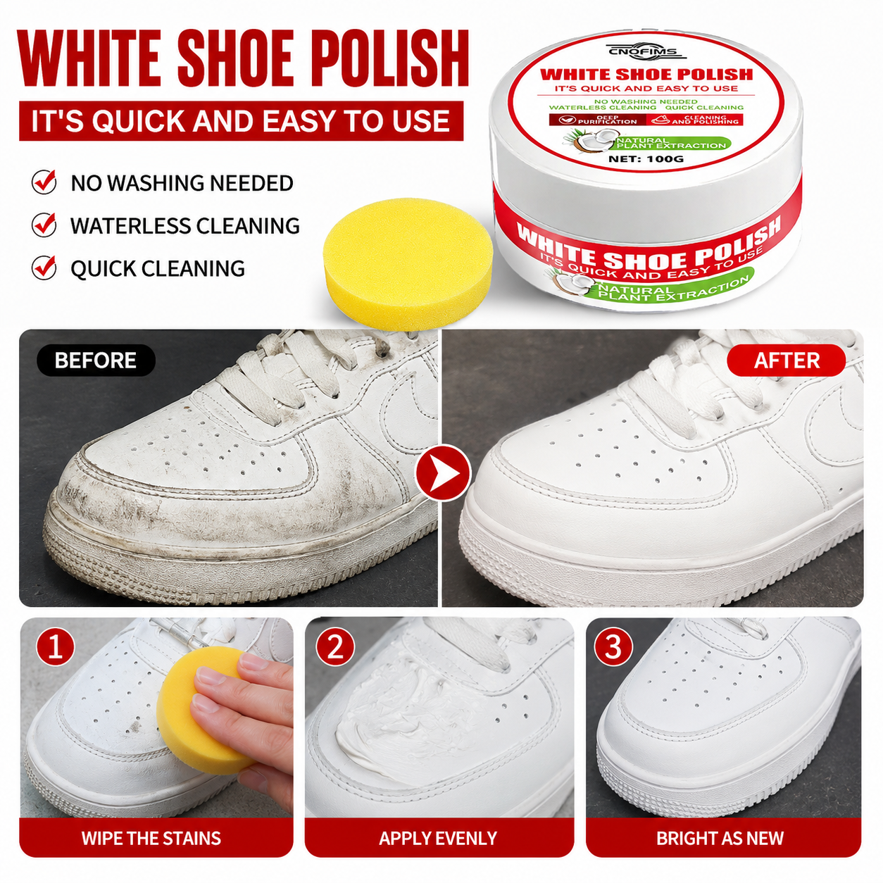 Shoe Polish Cream - White Shoe Polish Cream 100G Shoe