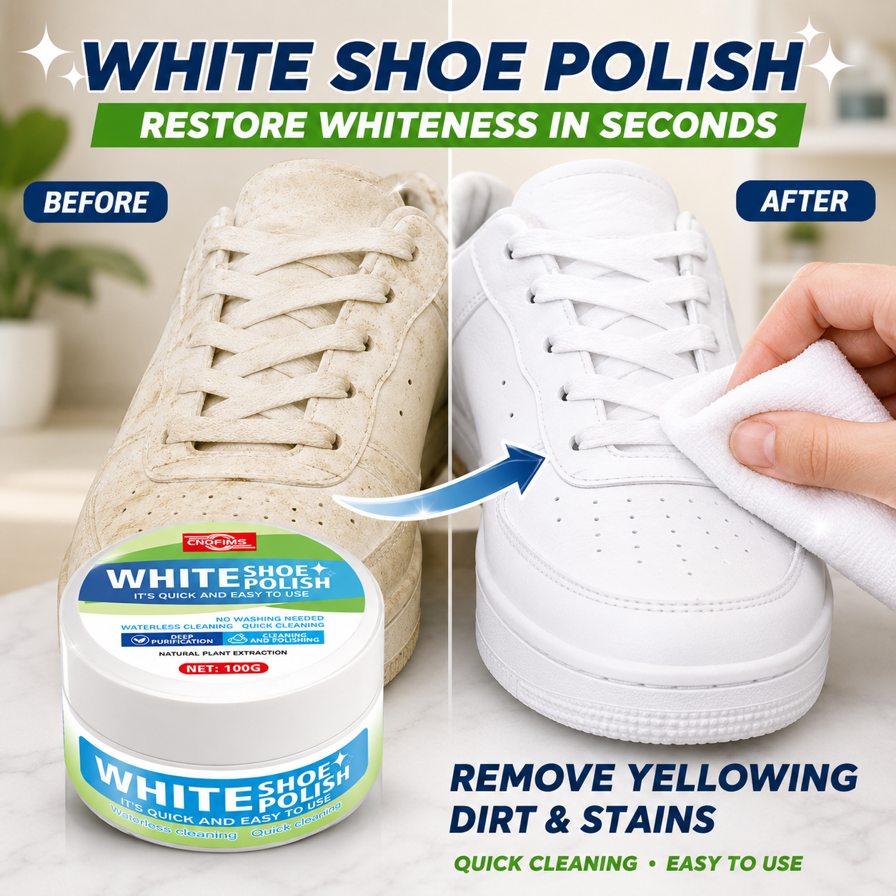 Shoe Polish Cream - White Shoe Cleaning Cream, Quick Dry