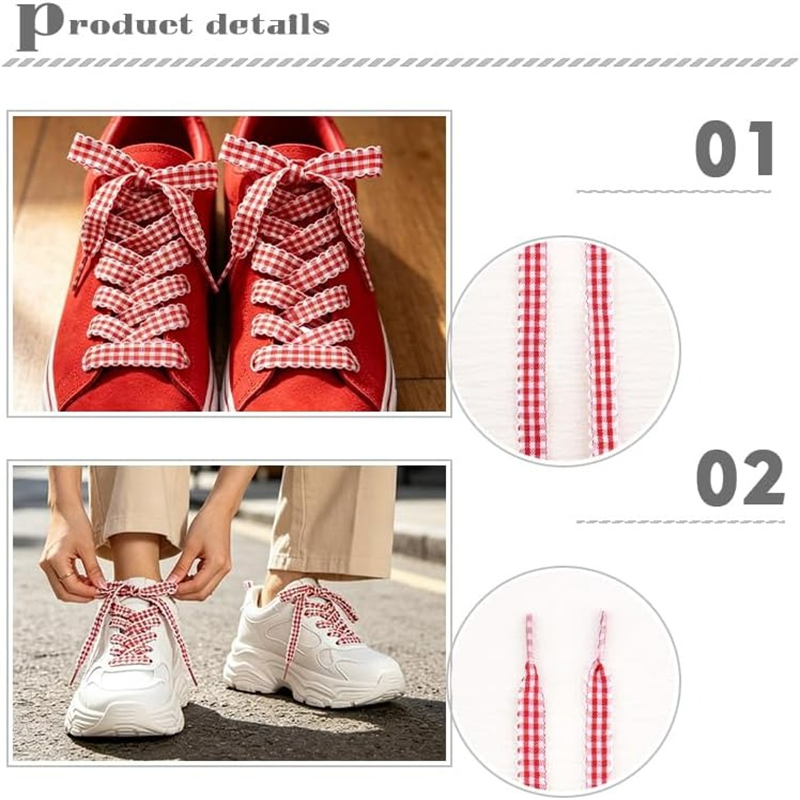 1 Pair Checkered Flat Shoelace - مراجعة Lace Replacement Flat وسعره